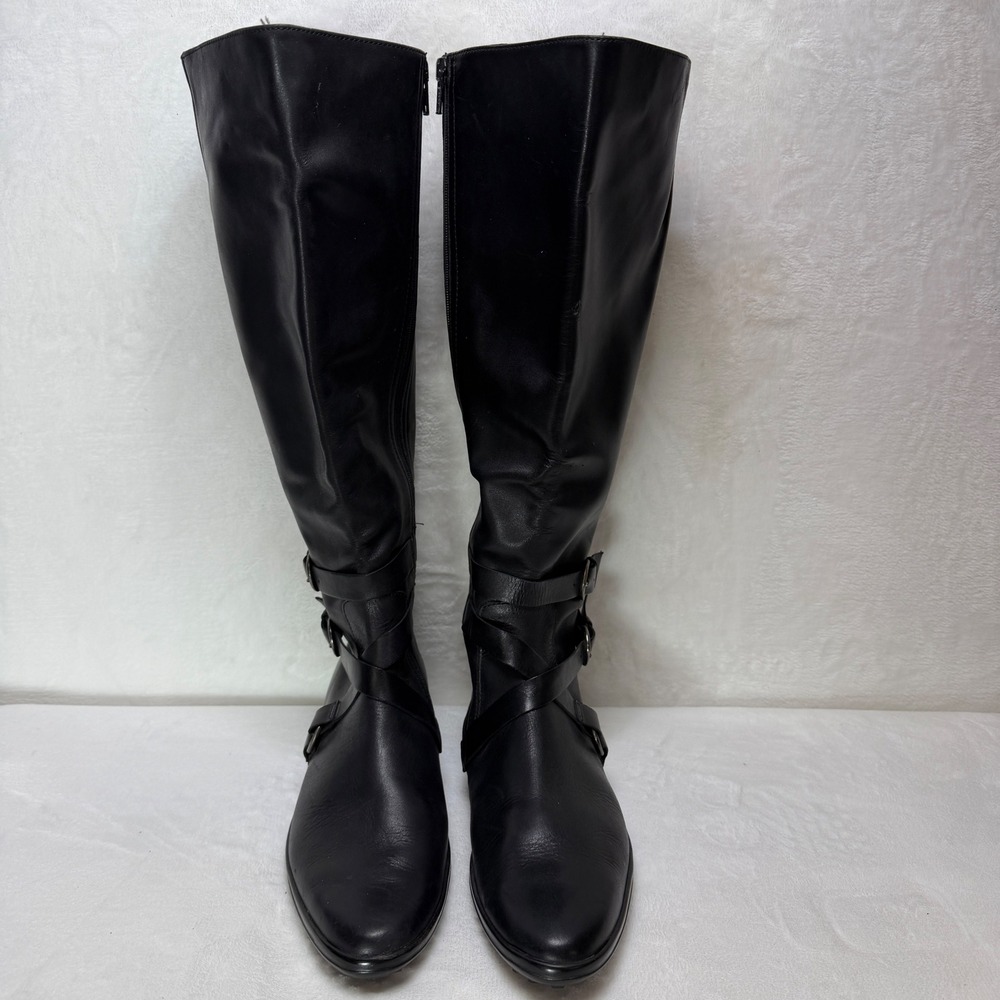 Saks Fifth Avenue Italian Womens 9 Black Leather Knee High Riding Boots